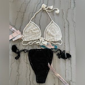 HOUSE OF CB “Rheya” Crochet Bikini White/Black
